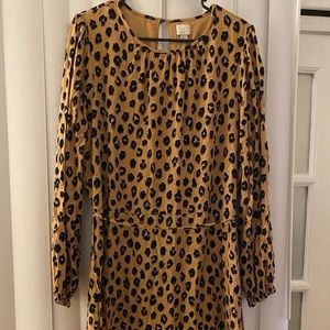 Long sleeve cheetah print minidress